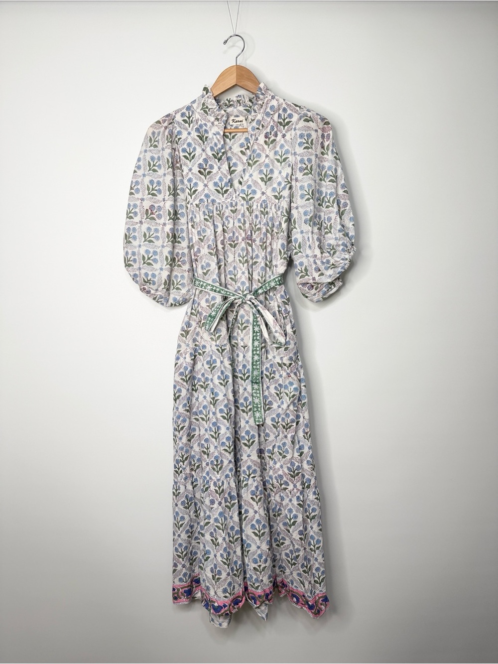 Karni Block Print Cotton Maxi Dress XS